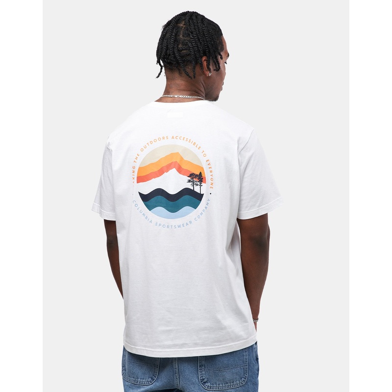 Columbia Kettle River Outdoor T-Shirt – White/Circular Linescape
