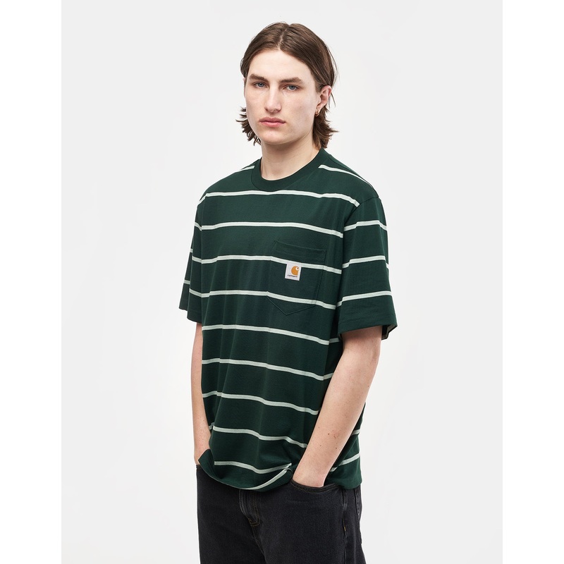 Carhartt WIP Aiken Pocket T-Shirt – Aiken Stripe/Conifer