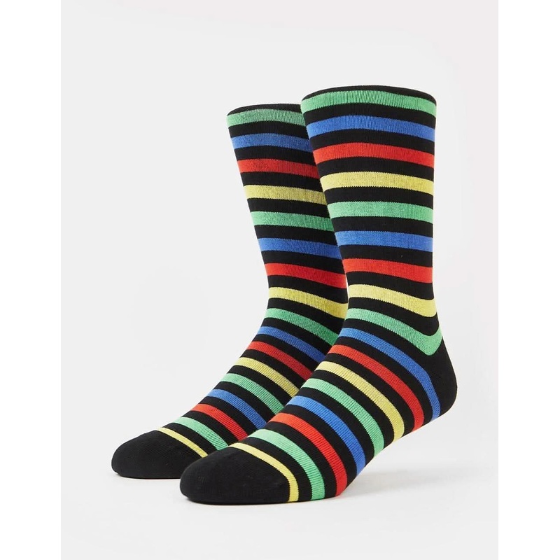 Rainbow Striped Socks – Black/Multi