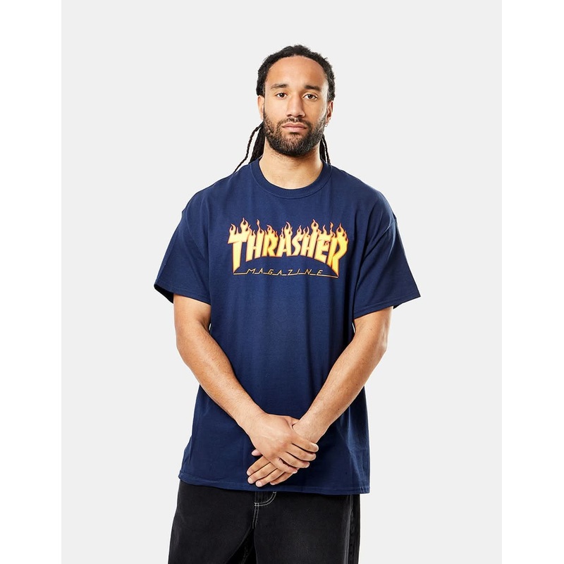 Thrasher Flame Logo T-Shirt – Navy