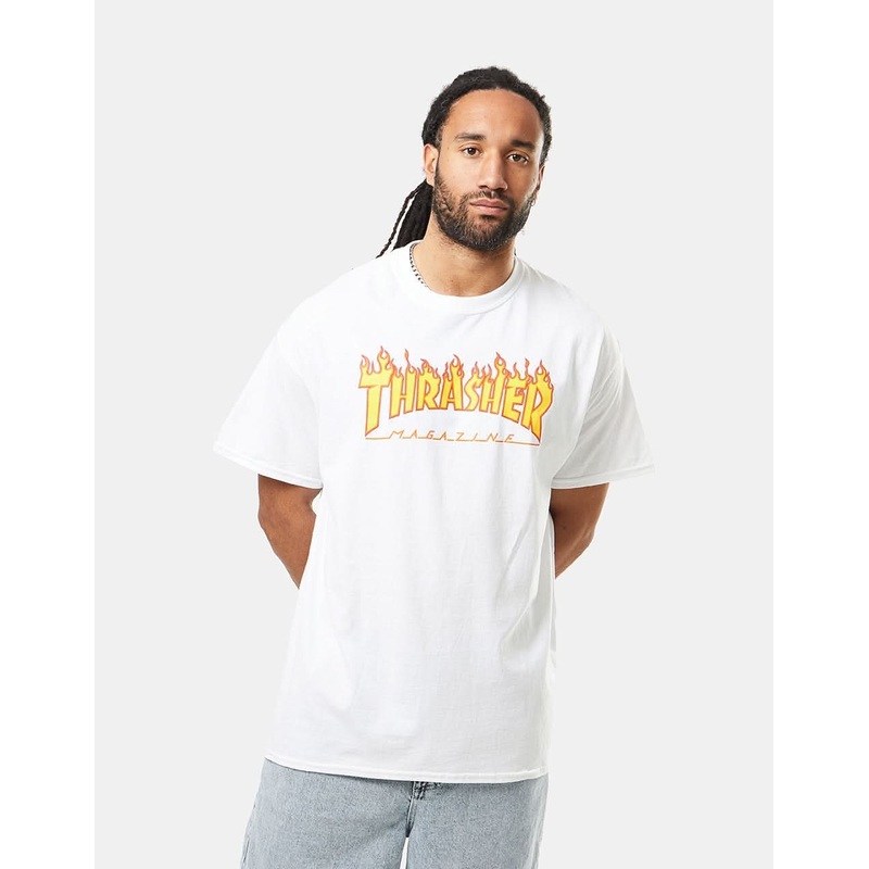 Thrasher Flame Logo T-Shirt – White
