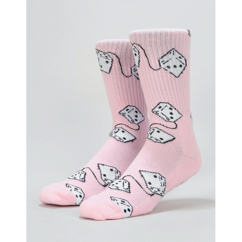 Fluffy Dice Crew Socks – Light Pink