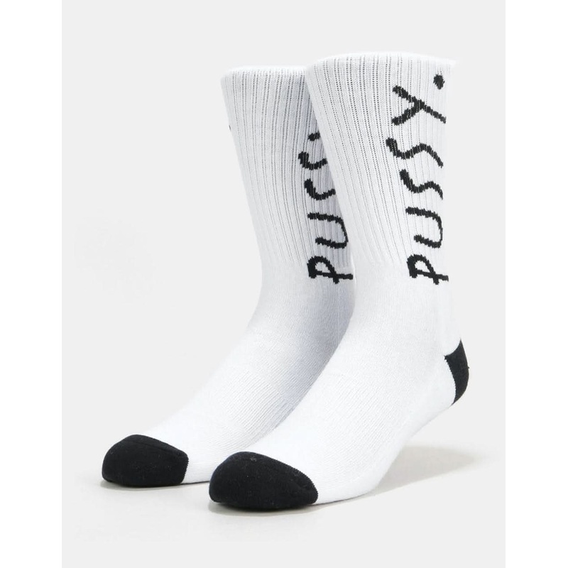 Pussy Type Crew Socks – White/Black