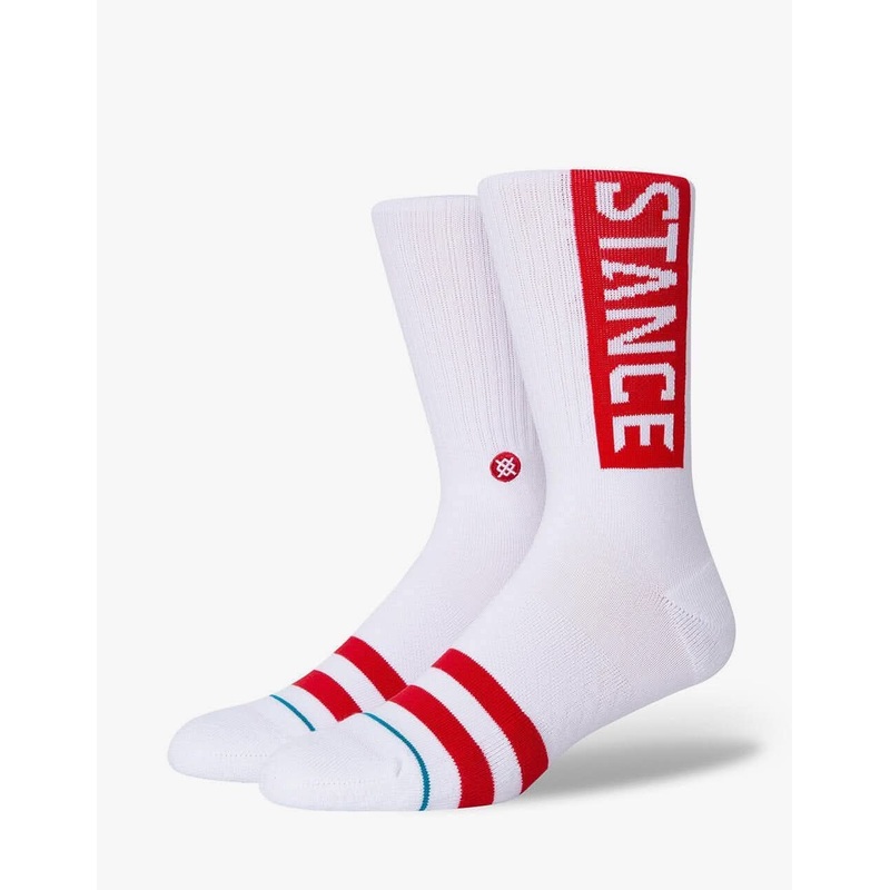 Stance OG Classic Crew Socks – White/Red
