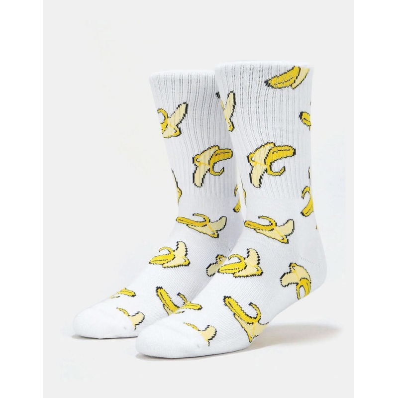 Yellow Fatty Bean Crew Socks – White