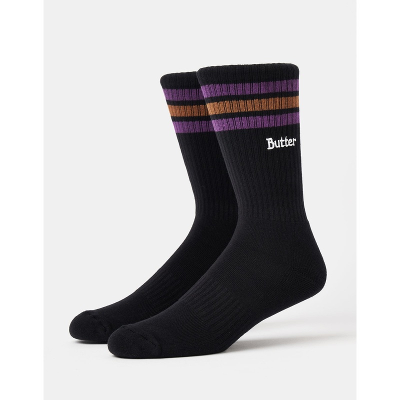 Butter Goods Stripe Crew Socks – Black