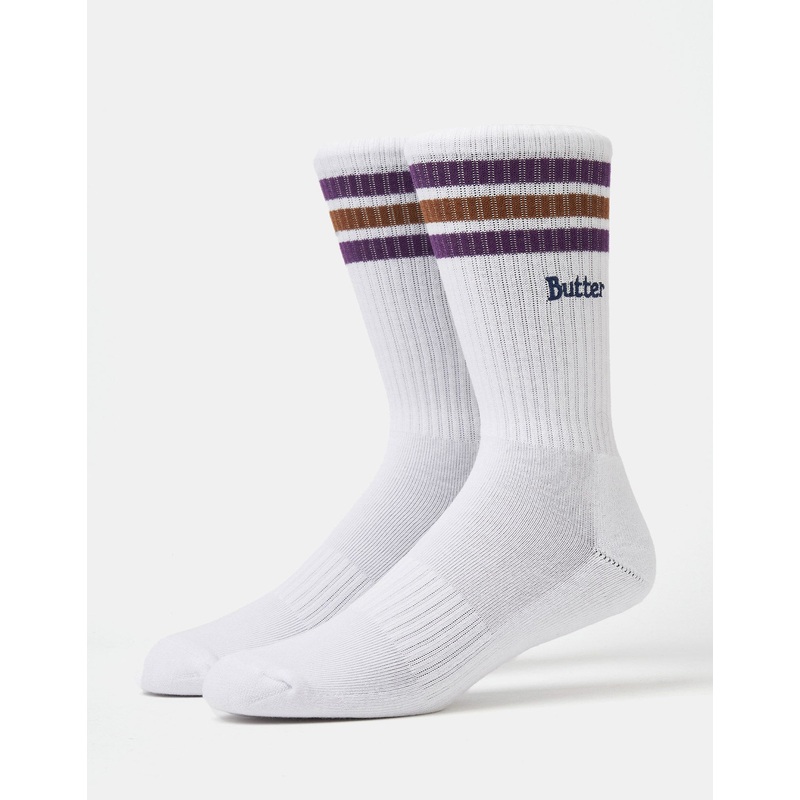 Butter Goods Stripe Crew Socks – White