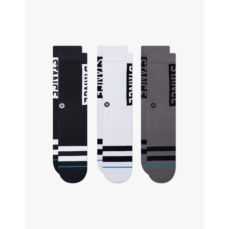 Stance OG 3 Pack Crew Socks – Black/White/Graphite