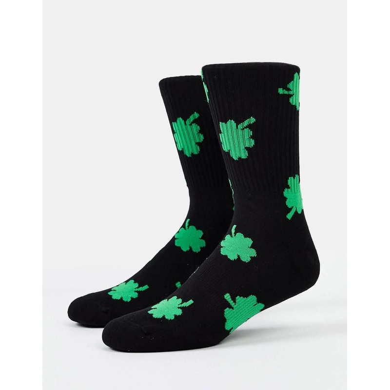 Four Leaf Crew Socks – Black