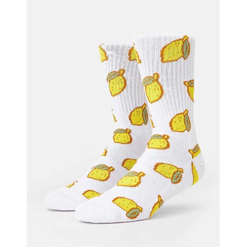 Lemons Crew Socks – White