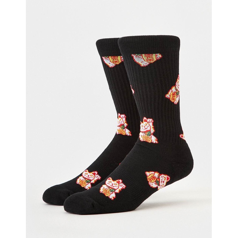 Lucky Cat Crew Socks – Black