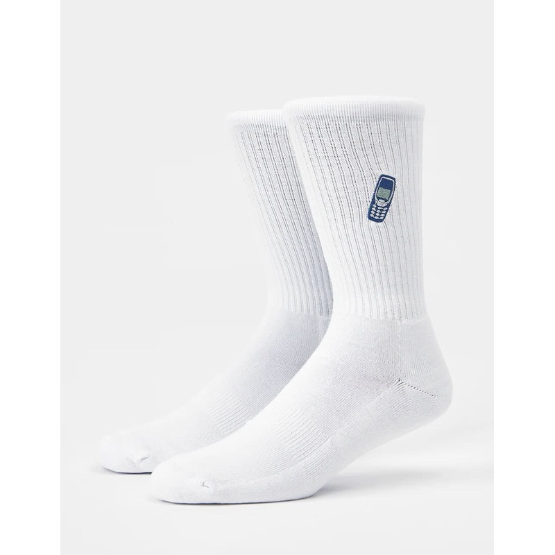 3310 Crew Socks – White (Embroidered)