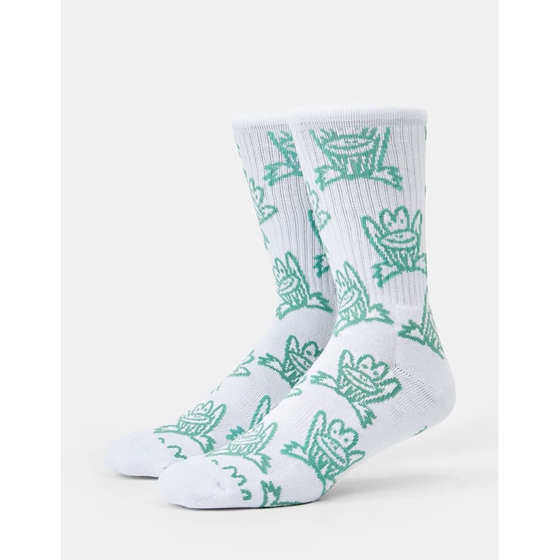 Croak Crew Socks -White/Sage