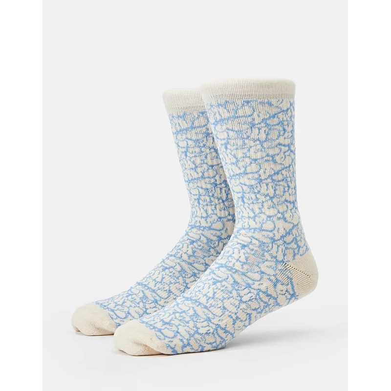 Tagged Crew Socks -Ivory Cream/Teal
