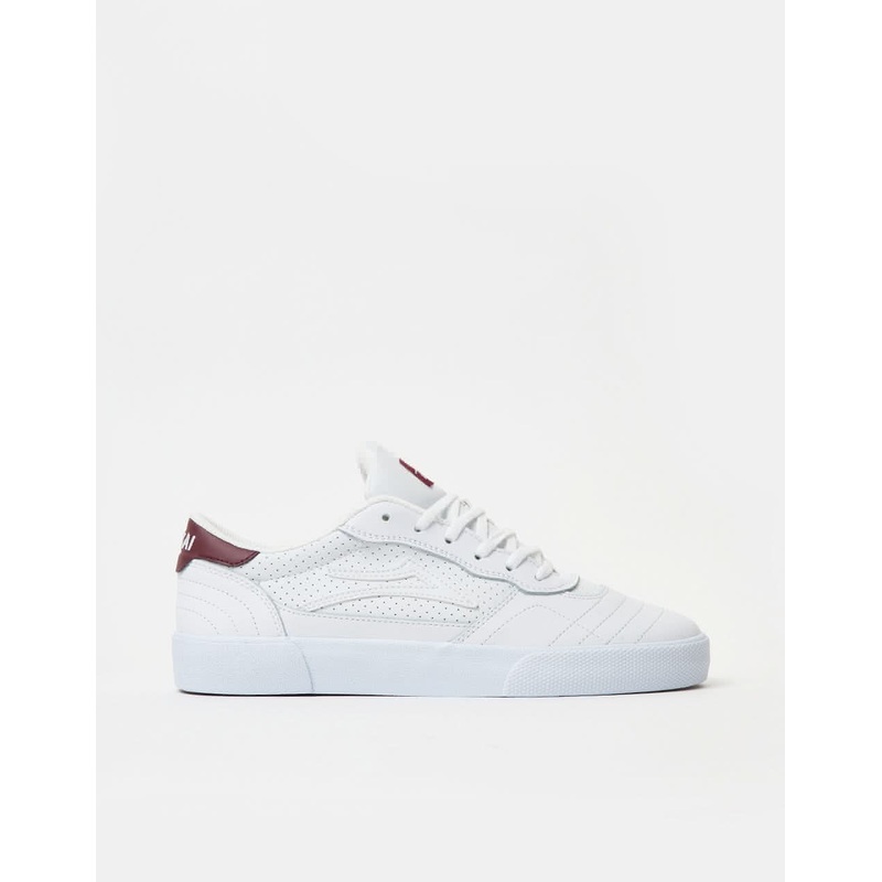 Lakai Cambridge Skate Shoes – White/Burgundy Leather