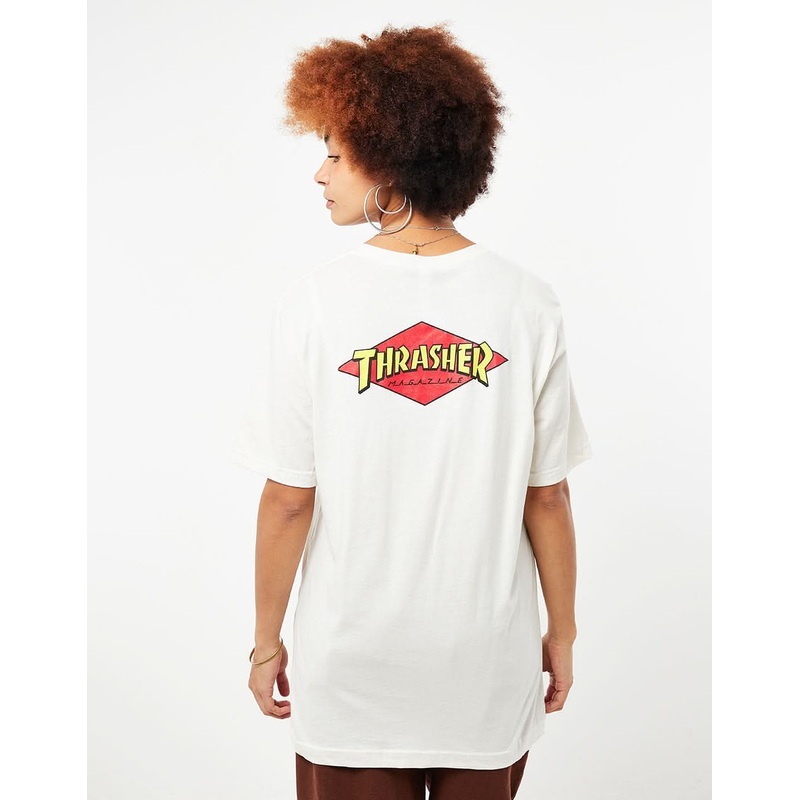 Santa Cruz x Thrasher Womens Diamond Dot Boyfriend T-Shirt – Vintage White