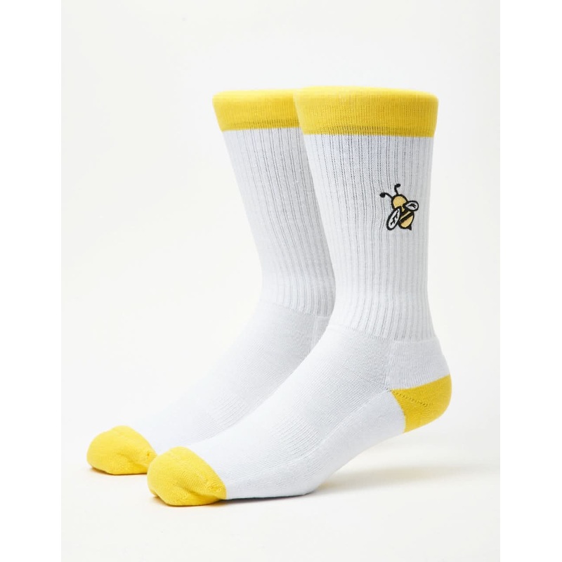 Buzzed Crew Socks – White