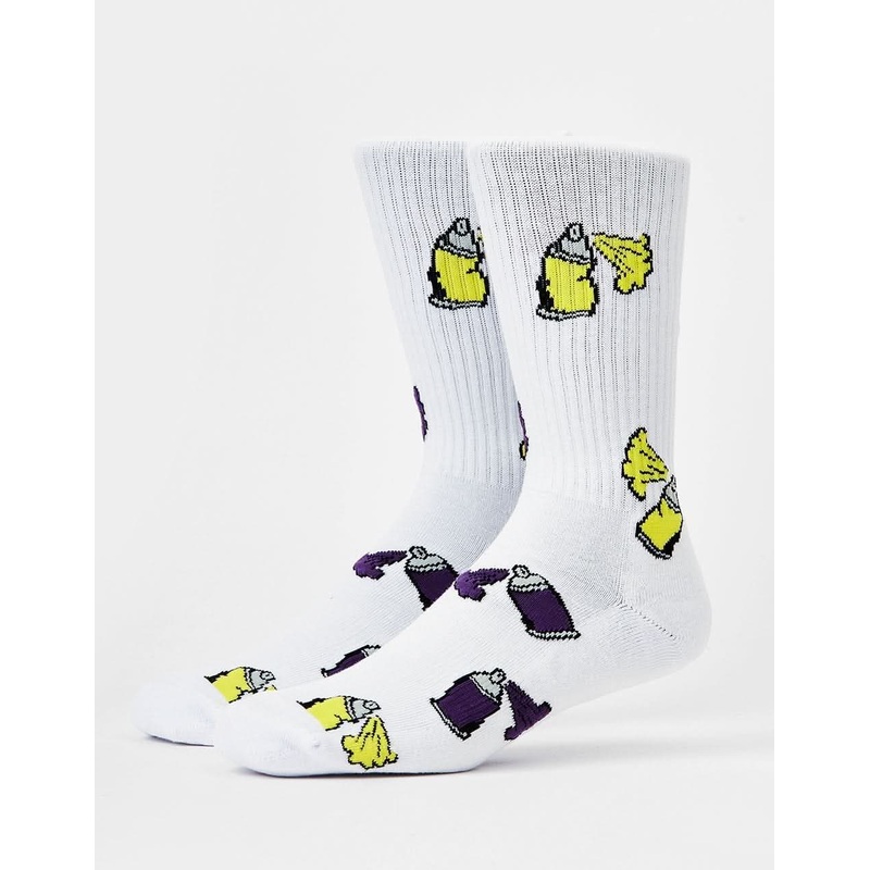 Spray Cans Crew Socks – White