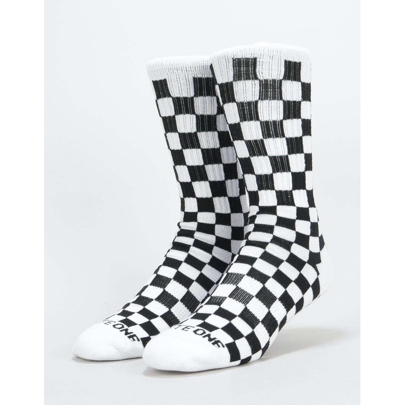 Checkerboard Crew Socks – Black/White
