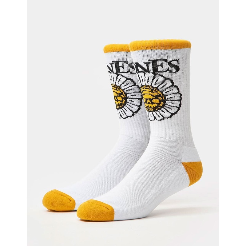 Bones Pushing Up Daisies Socks – White