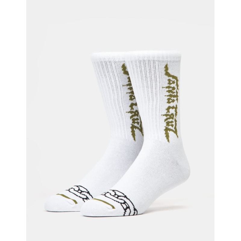 Santa Cruz Dungeon Strip Socks – White