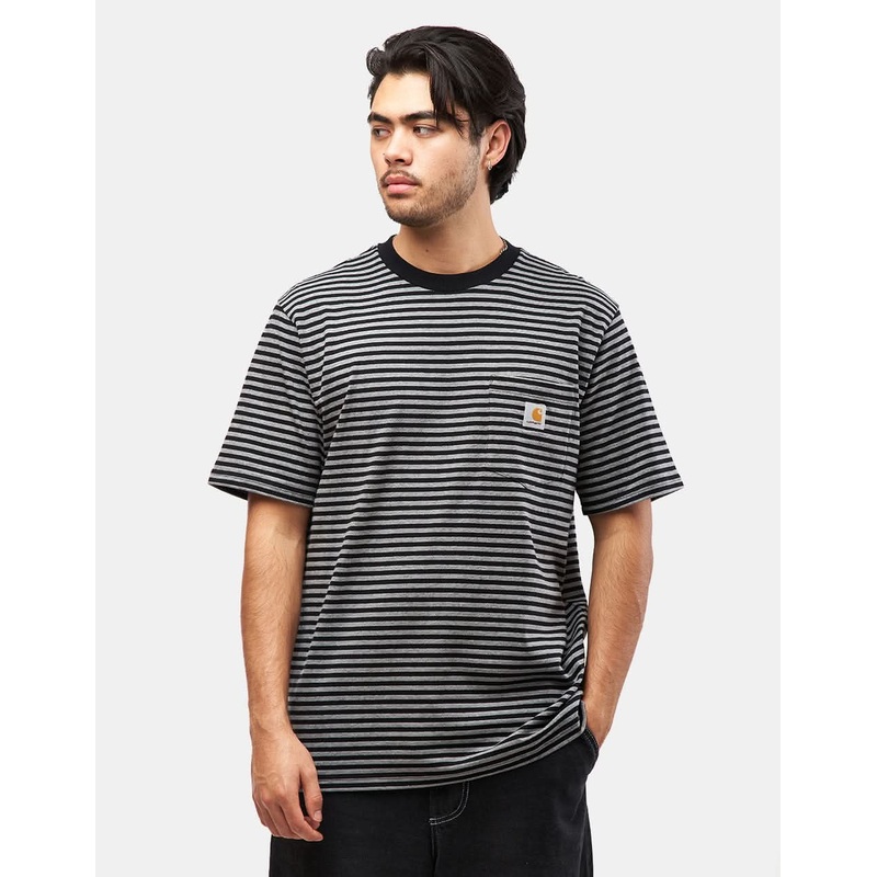 Carhartt WIP Verner Pocket T-Shirt – Verner Stripe/Black/Dark Grey Heather