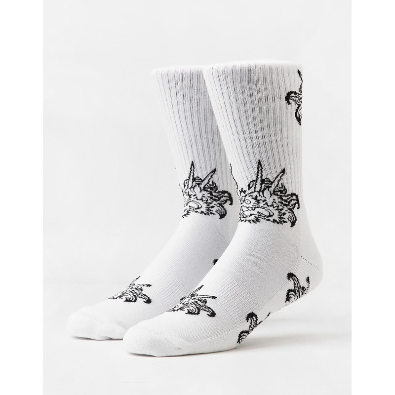 Dragon Crew Socks – White