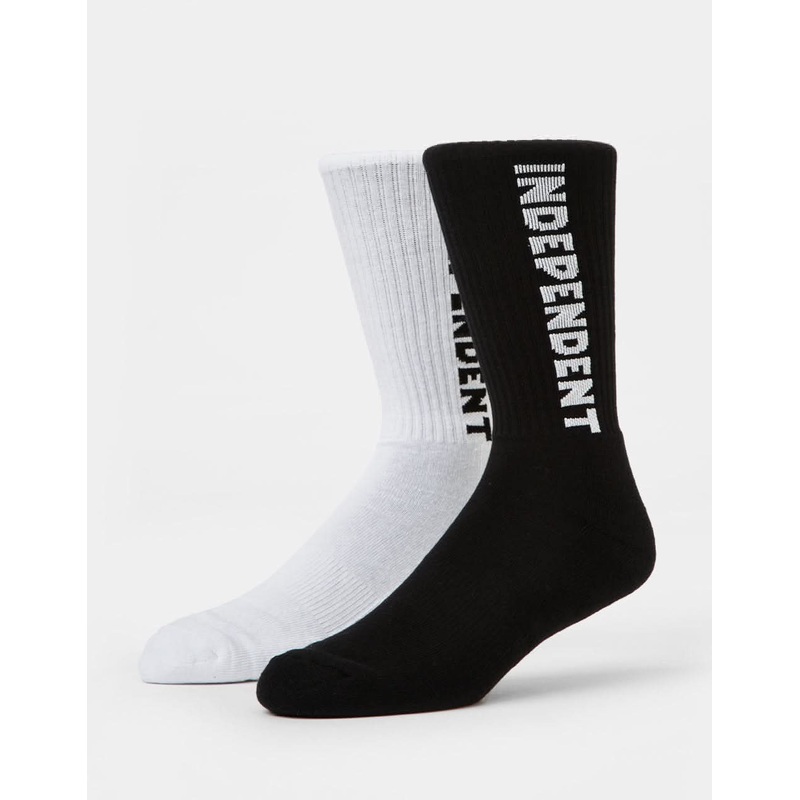Independent Baseline 2 Pack Socks – White & Black