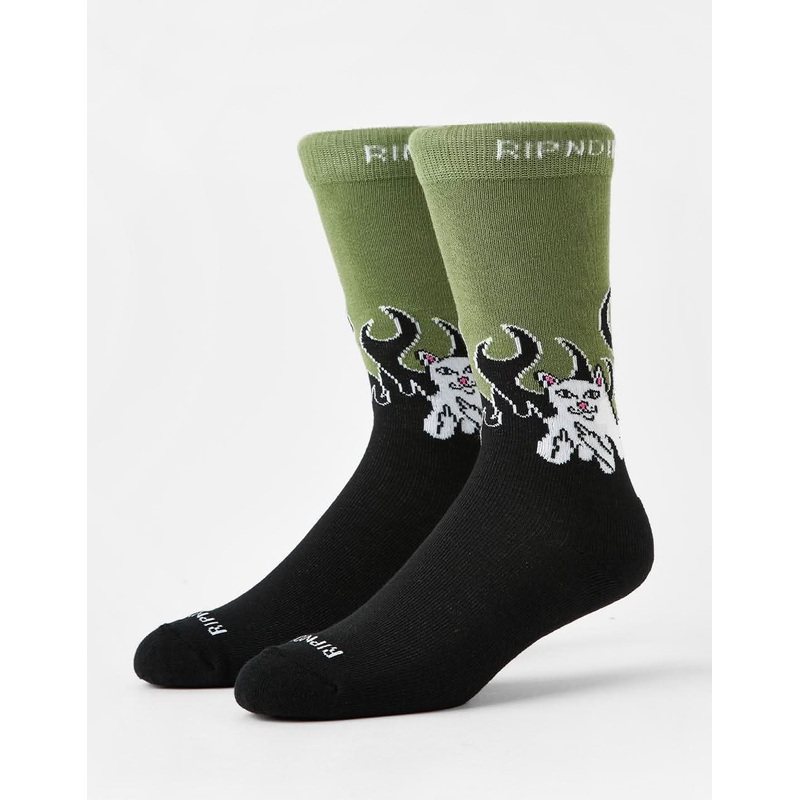 RIPNDIP Welcome To Heck Socks – Black/Light Forest