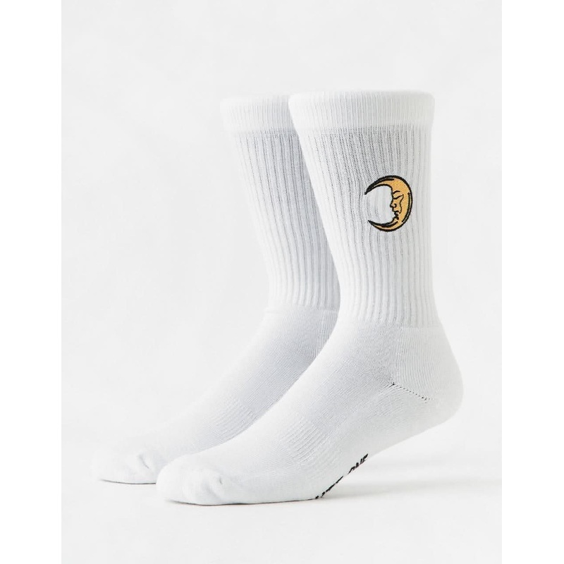 Sun & Moon Crew Socks – White