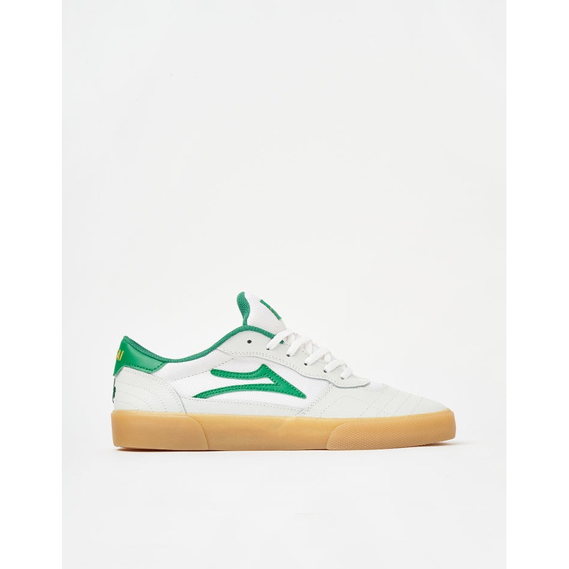 Lakai Cambridge Skate Shoes – White/Green Leather