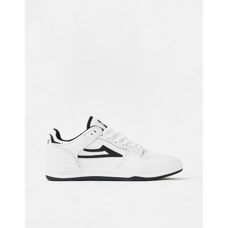Lakai Telford Low Skate Shoes – White/Black Leather