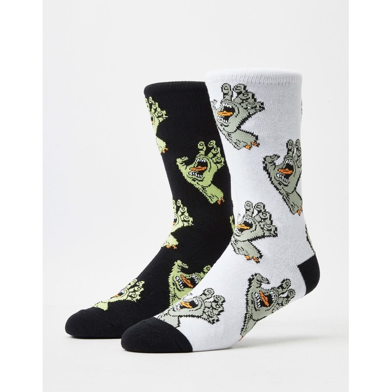 Santa Cruz Multi Hand 2 Pack Socks – White/Stone & Black/Matcha