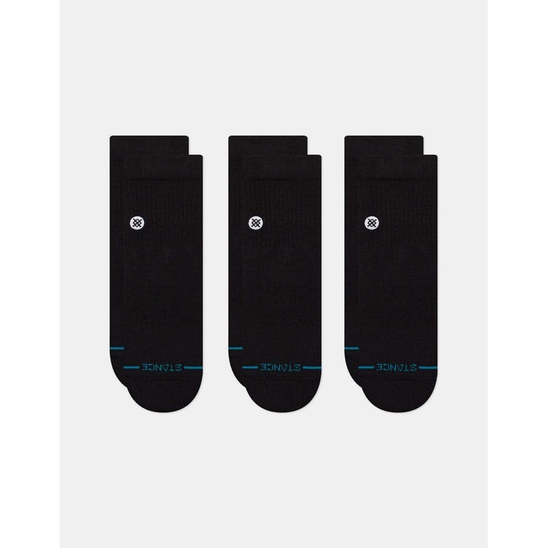 Stance Icon Quarter 3 Pack Crew Socks – Black