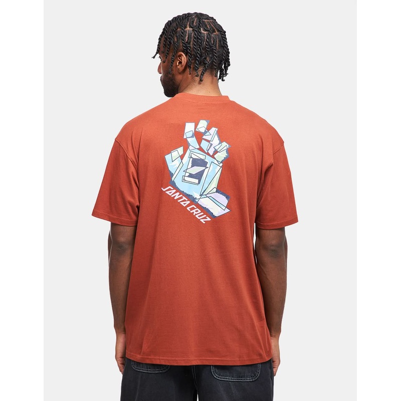 Santa Cruz Screaming Scratched Hand Strip T-Shirt – Burnt Sienna