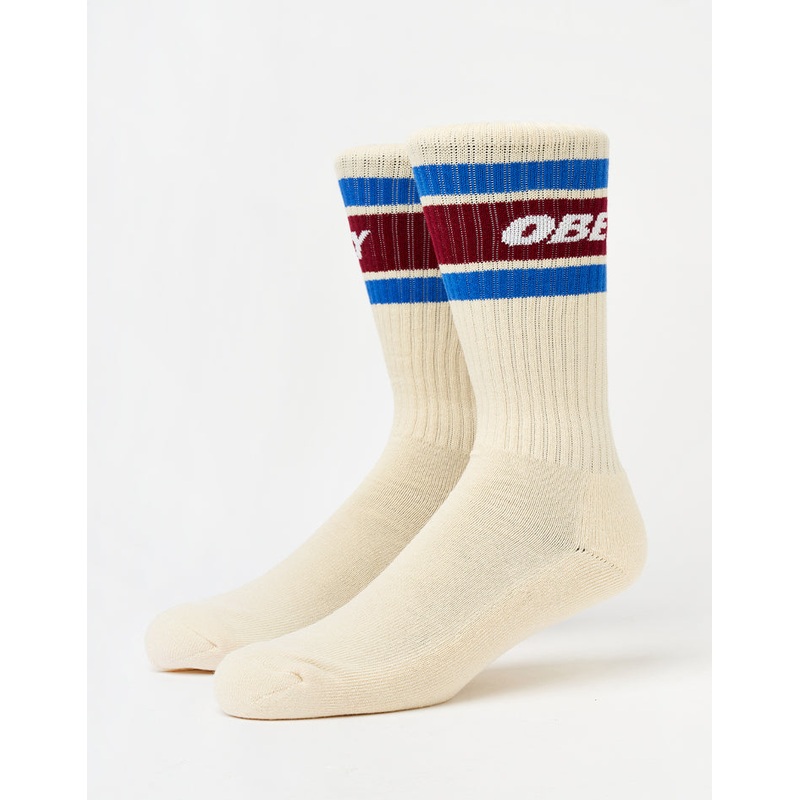 Obey Cooper II Crew Socks – Unbleached/Rhubarb
