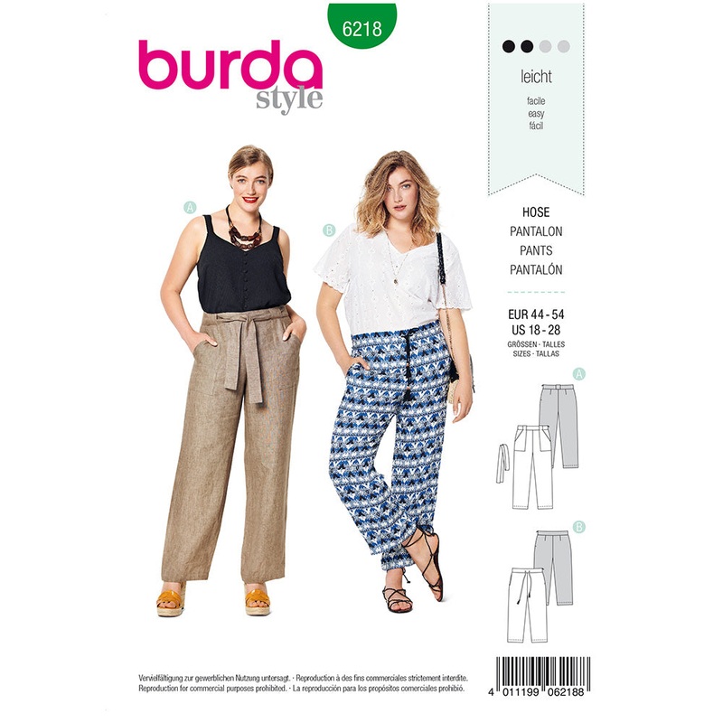 BURDA – 6218 Trousers/Pants wtih Straight Leg