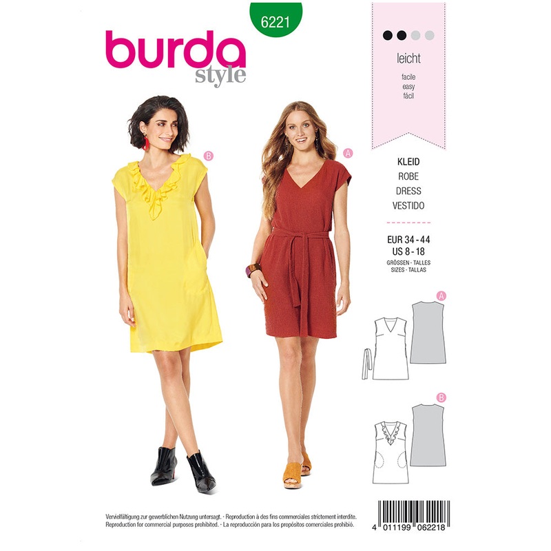 BURDA – 6221 Sleeveless Dress with VNeck