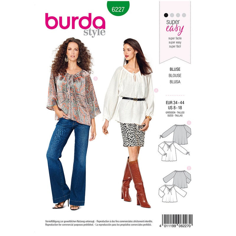 BURDA – 6227 Carmen Blouse avec Drawstring Neckline