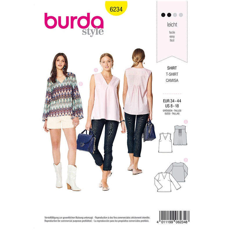 BURDA – 6234 V-Neck Blouse  Top