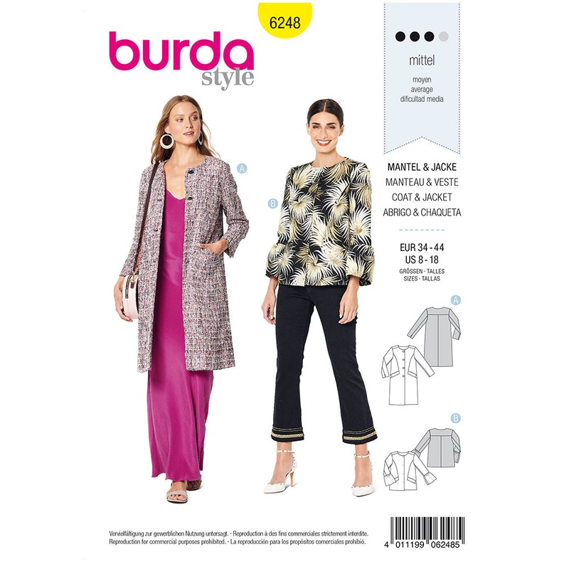 BURDA – 6248 Coat/Jacket  Collarless