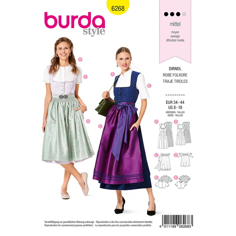 BURDA – 6268 Dirndl – Dirndl Blouse