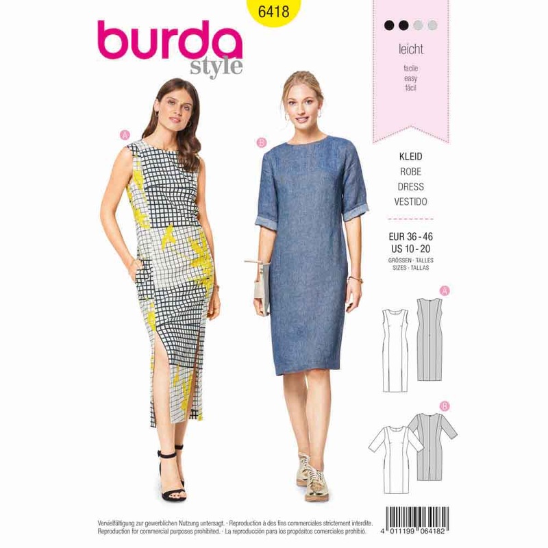 BURDA – 6418 Shift dress – Round Neckline – Panel Seams