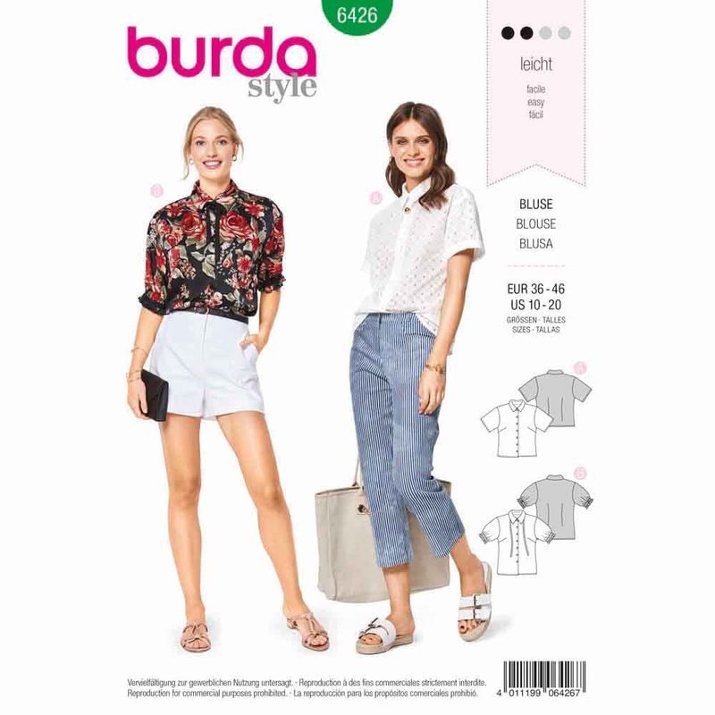 BURDA – 6426 Short Sleeved Blouse – Shirt Blouse Collar