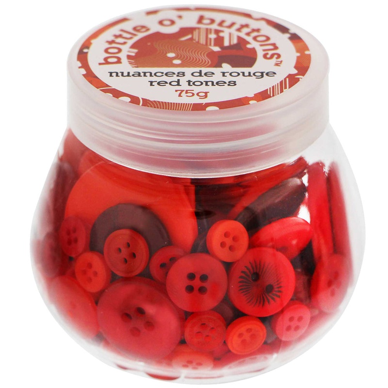 CRAFTING ESSENTIALS Bottle o’ Buttons – Red Tones – 75g (2.6oz)