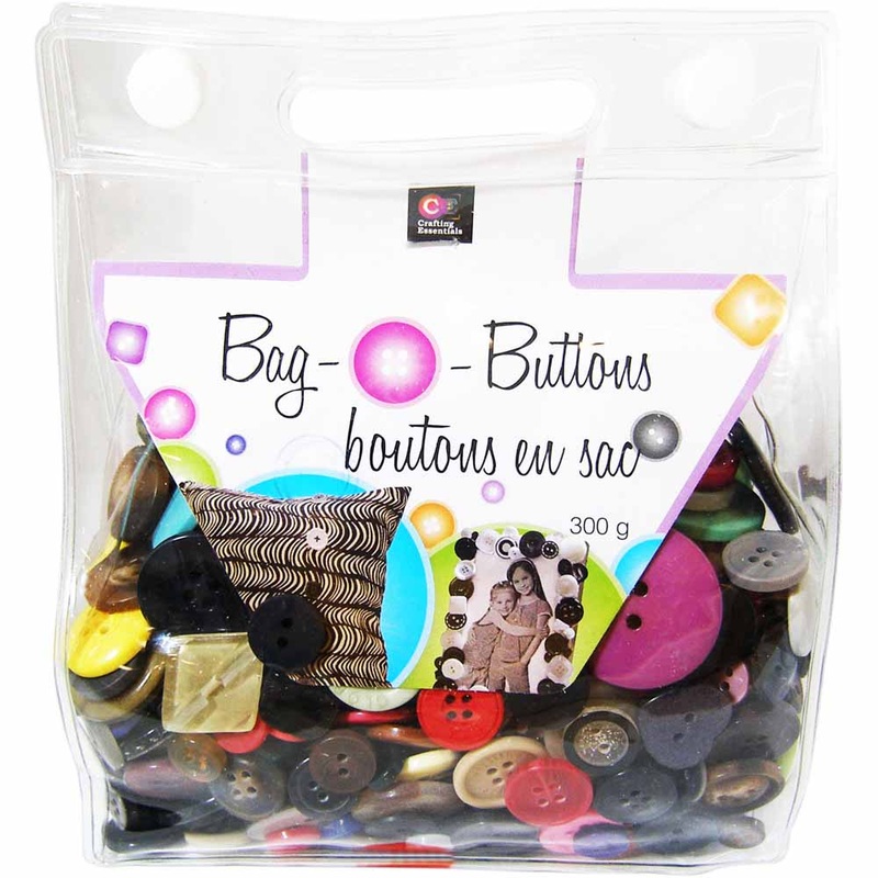 CRAFTING ESSENTIALS Snap Bag O’ Buttons – Mixed – 300 g (10 oz)