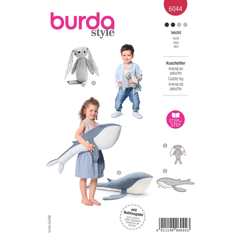 BURDA – 6044 Stuffed Animals – Bunny and Whale