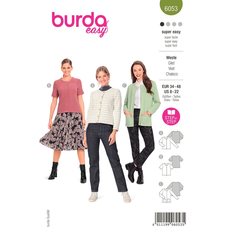 BURDA – 6053 Cardigan with Rounded Neckline