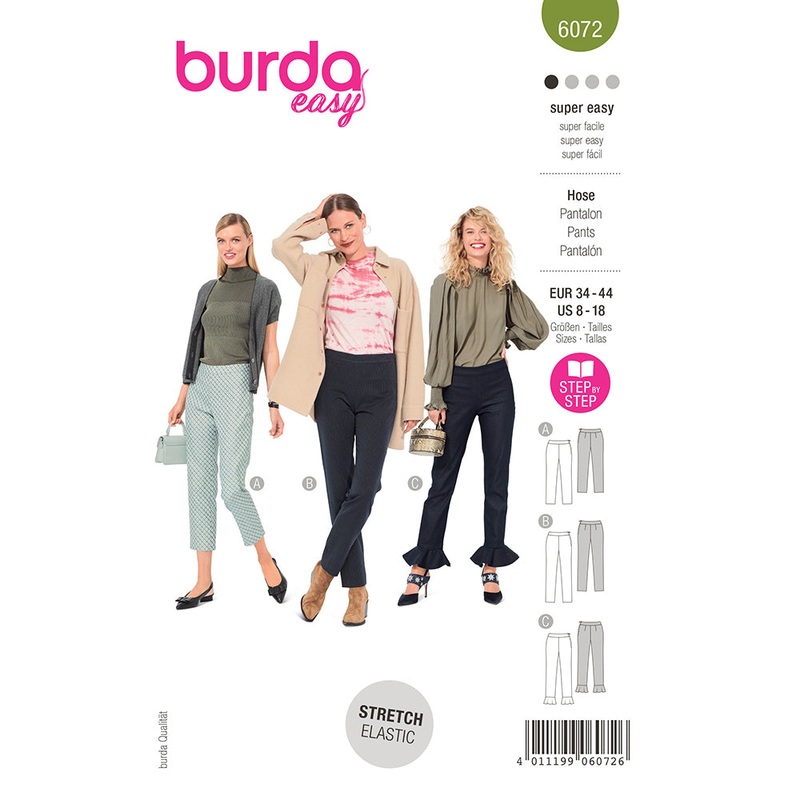 BURDA – 6072 Trousers/Pants in a Narrow Cut with a Side Zipper