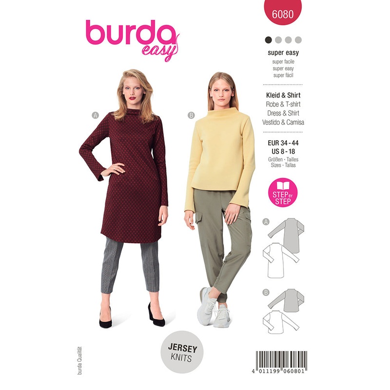 BURDA – 6080 Dress, Top with Integral Collar